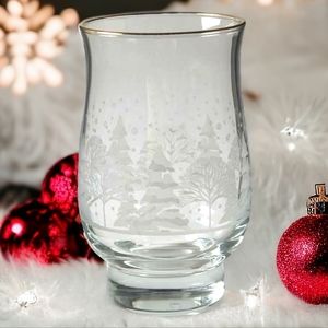 1 Vtg 80s 10 Oz Glassware Tumbler Pines Lynn's China Arby's Winter 22 Kt Gold